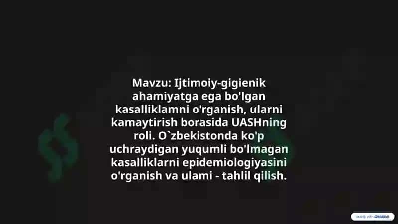 Ijtimoiy-Gigienik Kasalliklar: UASHning roli va O'zbekistondagi holat 2