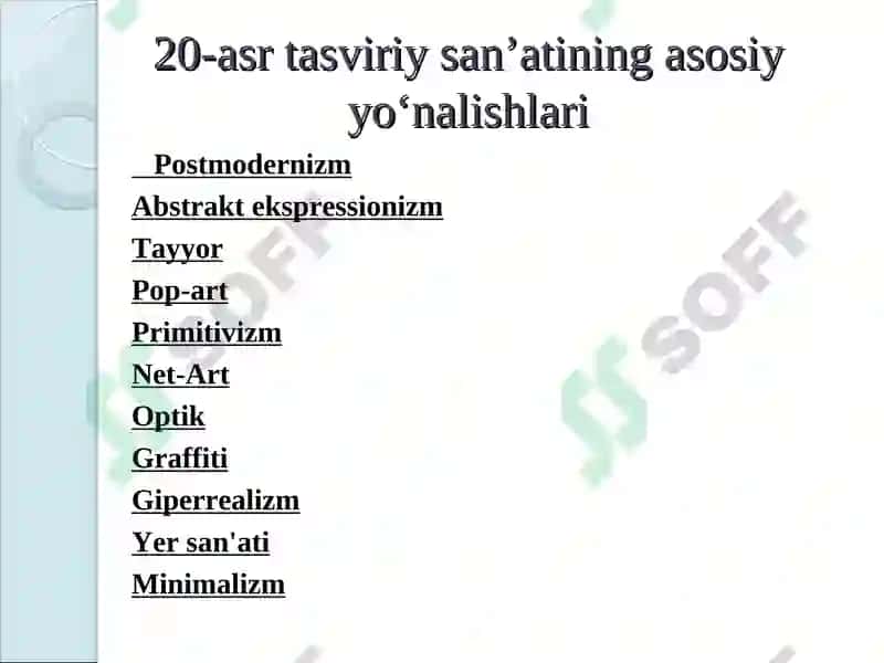 20-asr tasviriy sanʼatining asosiy yoʻnalishlari 2