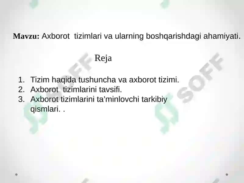 Axborot tizimlari va ularning boshqarishdagi ahamiyati 2