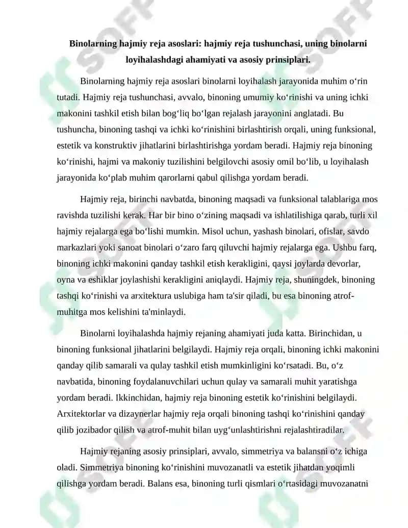 Binolarning Hajmiy-Rejaviy va Konstruktiv Yechimlari 2