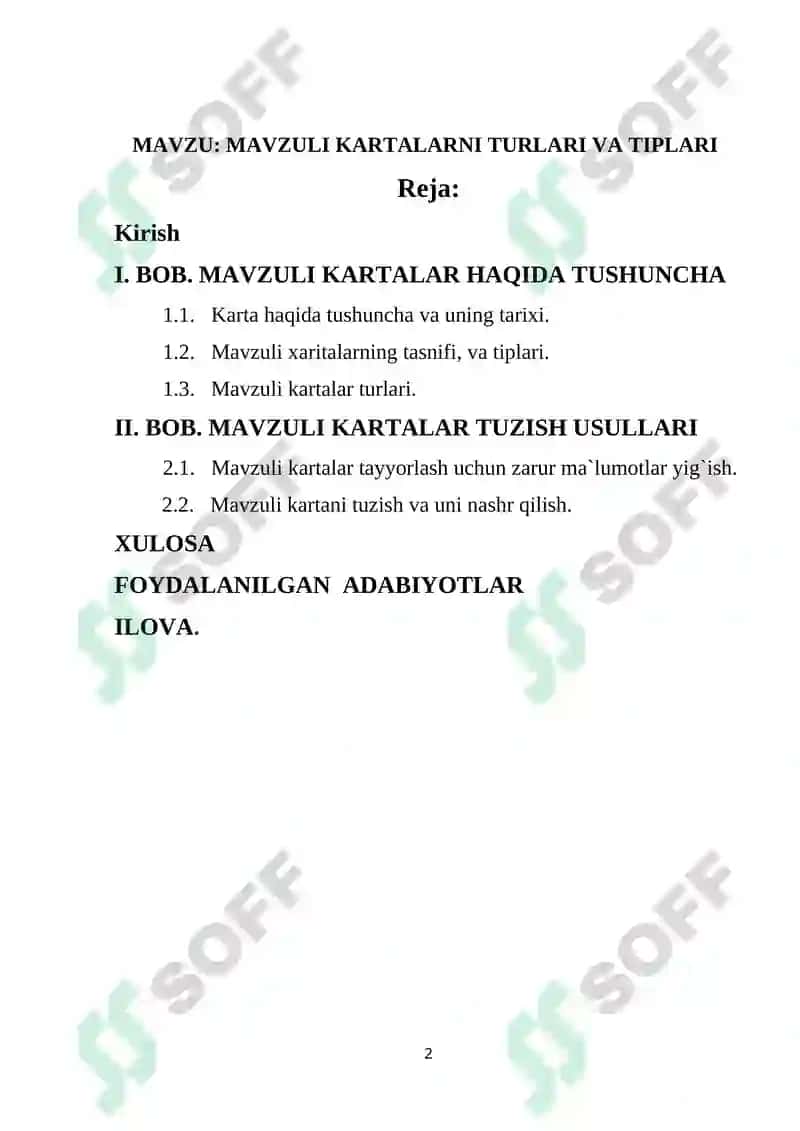 MAVZULI KARTALARNI TURLARI VA TIPLARI 2