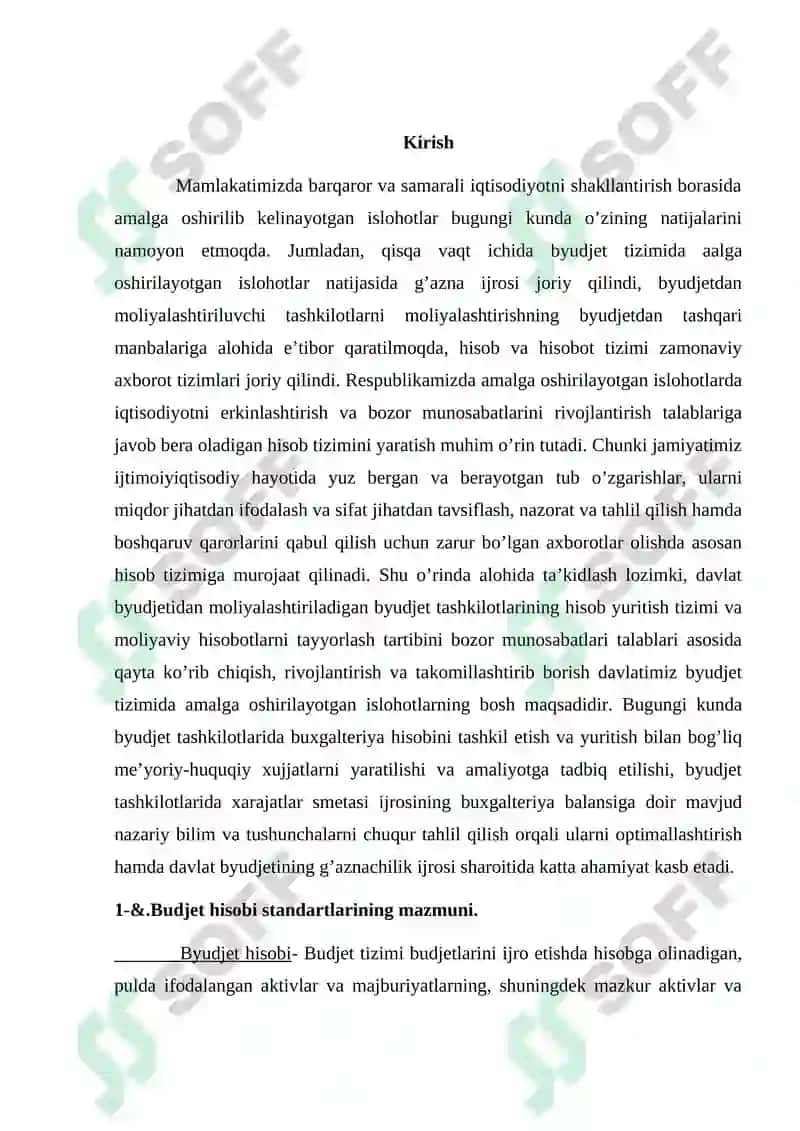 Budjet hisobining 1,2,3,4,5 standartlari va ularning mazmuni 2