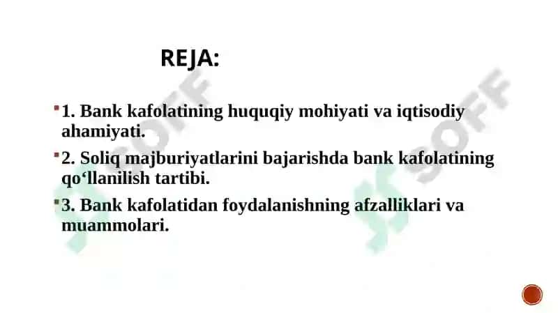 Bank kafolati soliq majburiyatlarining bajarilishini ta’minlash usuli sifatida 2
