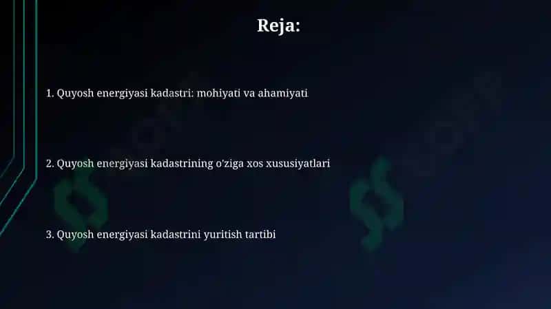 Quyosh energiyasi kadastri 2