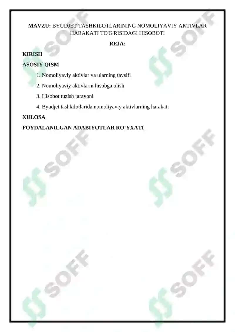 BYUDJET TASHKILOTLARINING NOMOLIYAVIY AKTIVLAR HARAKATI TO'G'RISIDAGI HISOBOTI 2