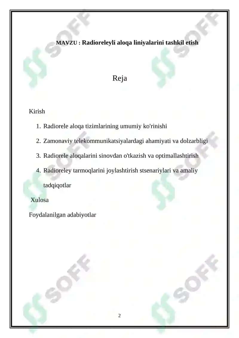 Radioreleyli aloqa liniyalarini tashkil etish 2