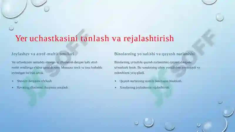 Bolalar muassasalarini loyihalashtirish, qurish va jihozlashga qo‘yilgan giyenik talablar 2