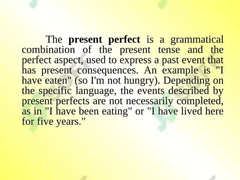 Present Perfect Tense 2