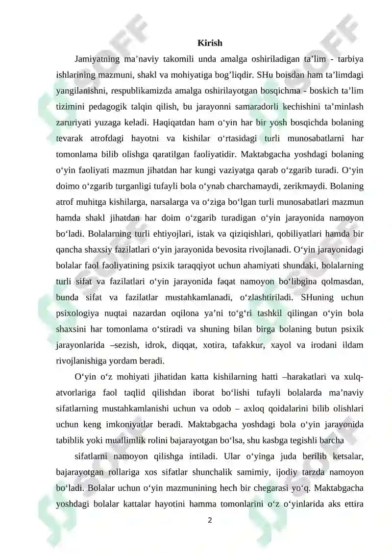 MAKTABGACHA YOSHDAGI BOLALARNING O'YIN FAOLIYATINI RIVOJLANTIRISH VOSITASI SIFATIDA SUB'EKT-FAZOVIY MUHITNI RIVOJLANTIRISH 2
