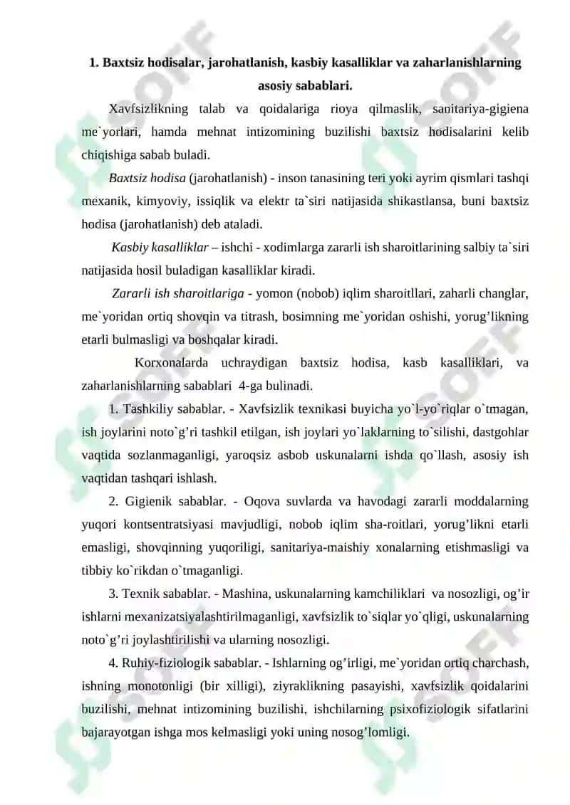Baxtsiz hodisalar, jarohatlanish va kasbiy kasalliklar 2