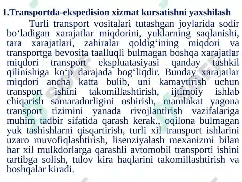 MАVZU №14. MАMLАKАT TRАNSPORT TIZIMIEKSPLUАTАSIYASINITАKOMILLАSHTIRISH 2