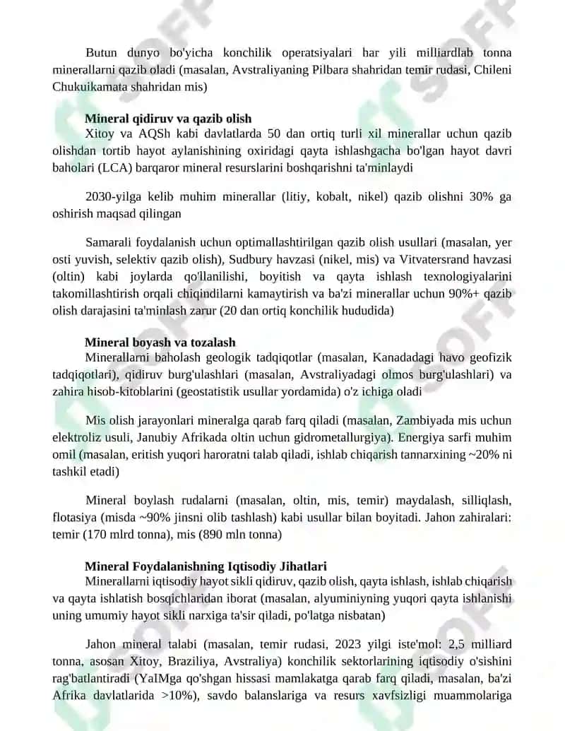 Mineral resurslar va ulardan foydalanishni optimallashtirish 2