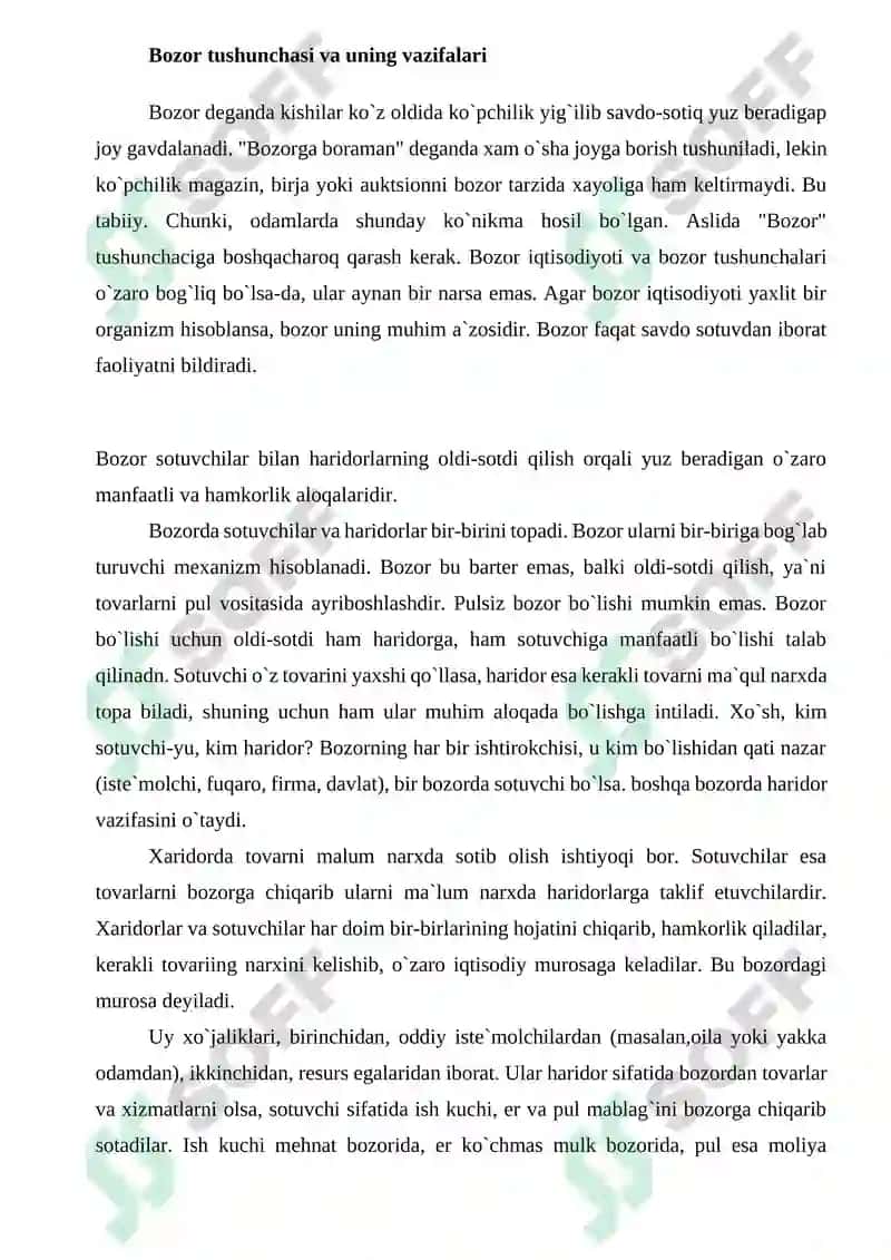 Bozor tushunchasi va uning vazifalari 2