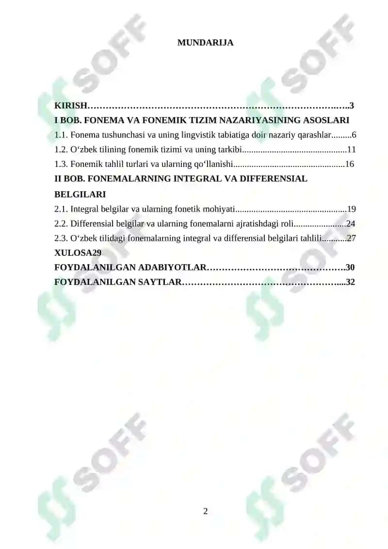 O‘zbek tilida fonemalarning integral va differensial beldilari 2