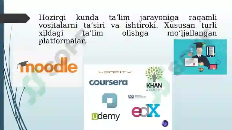 Ta'lim jarayoni ishtirokchilarining raqamli faoliyatini tashkil etish sifatida xizmatlar va vositalar 2