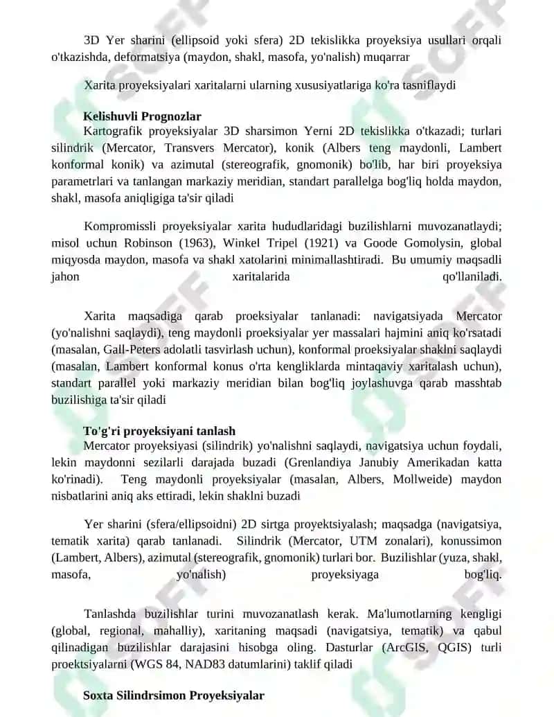 Kartografik proeksiyalar va ularning turlari 2