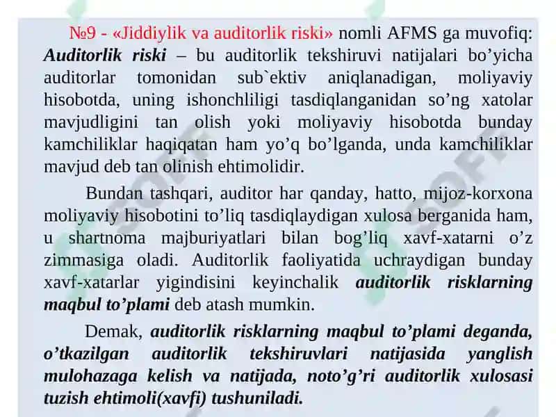 Auditorlik riski tushunchasi 2