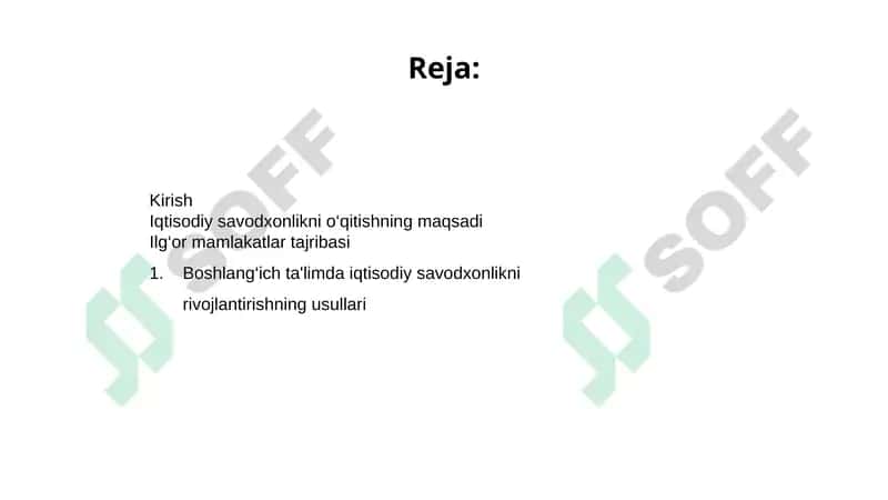 Iqtisodiy savodxonlikni shakllantirishga oid ilg‘or mamlakatlar tajribasi 2