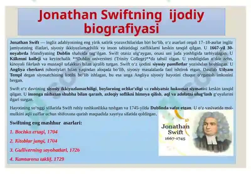 Jonathan Swift“gulliverningsarguzashtlari” 2