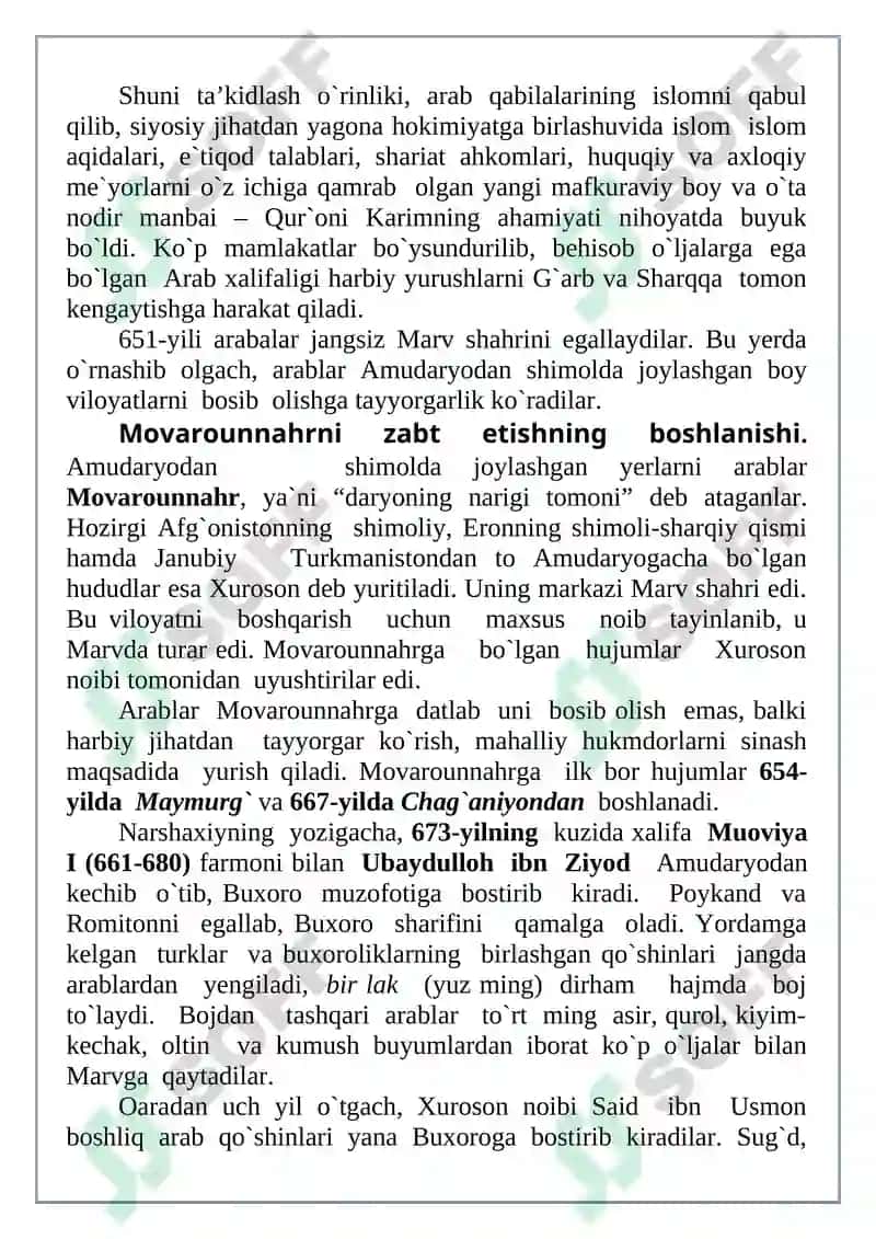 Arab xalifaligining tashkil topishi va uning harbiy yurishlari 2