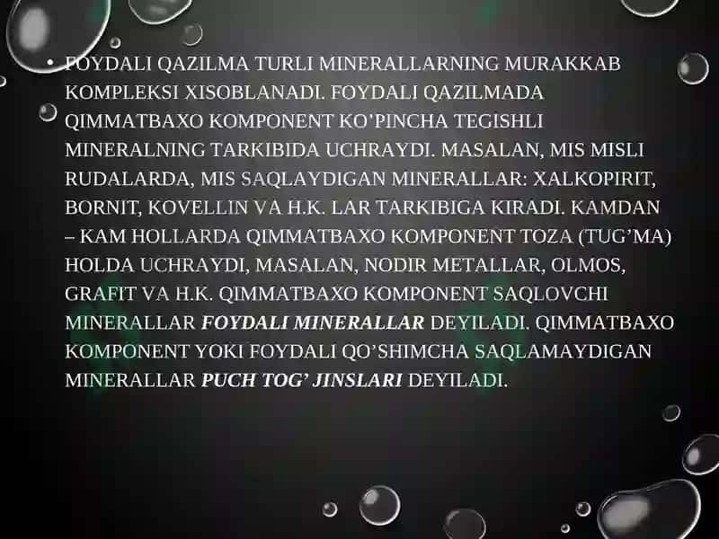 Foydali qazilma turli minerallarning murokkab kompleksi 2