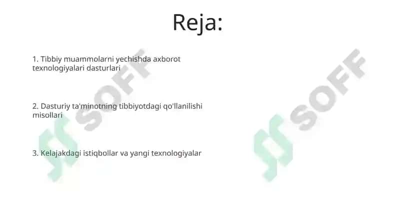 Tibbiyot masalalarida yechishda axbarot texnalogiyalari dasturiy ta'minoti 2