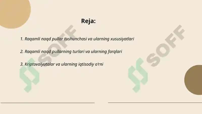 Raqamli naqd pullar va ularning mamlakatimizdagi iqtisodiy o‘rni va ahamiyati 2