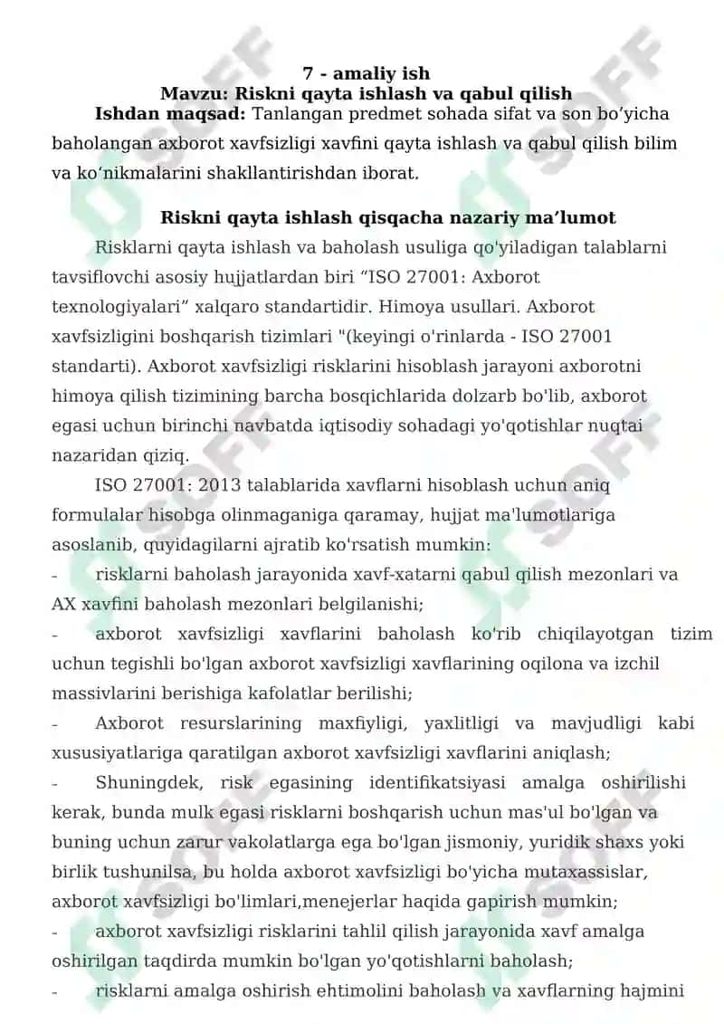 Riskni qayta ishlash va qabul qilish 2