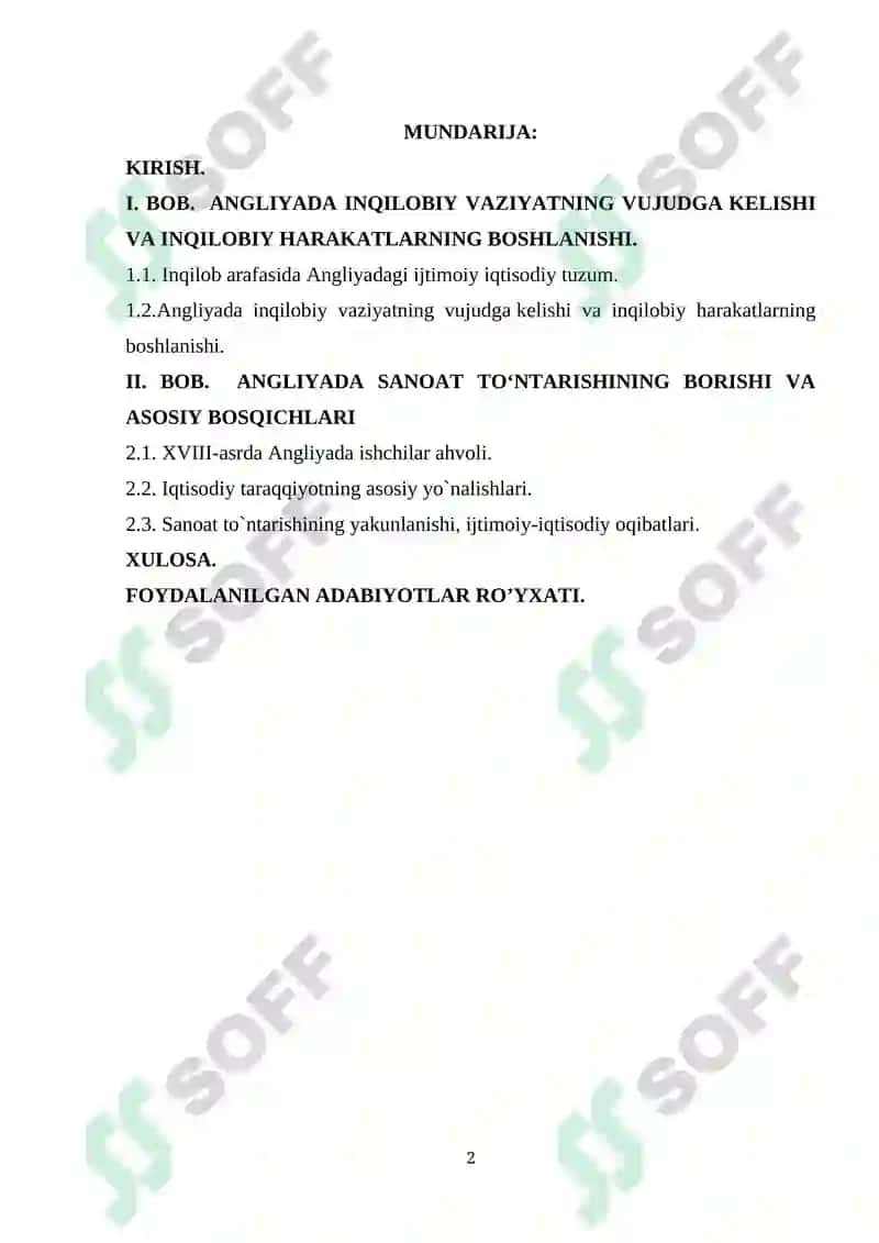 XVIII- asrda Angliya sanoat to’ntarishining sabablari va borishi 2
