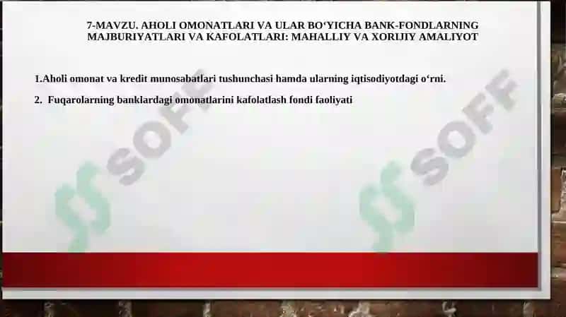 AHOLI OMONATLARI VA ULAR BO‘YICHA BANK-FONDLARNING MAJBURIYATLARI VA KAFOLATLARI 2