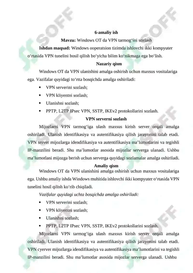 Windows OT da VPN tarmog‘ini sozlash 2
