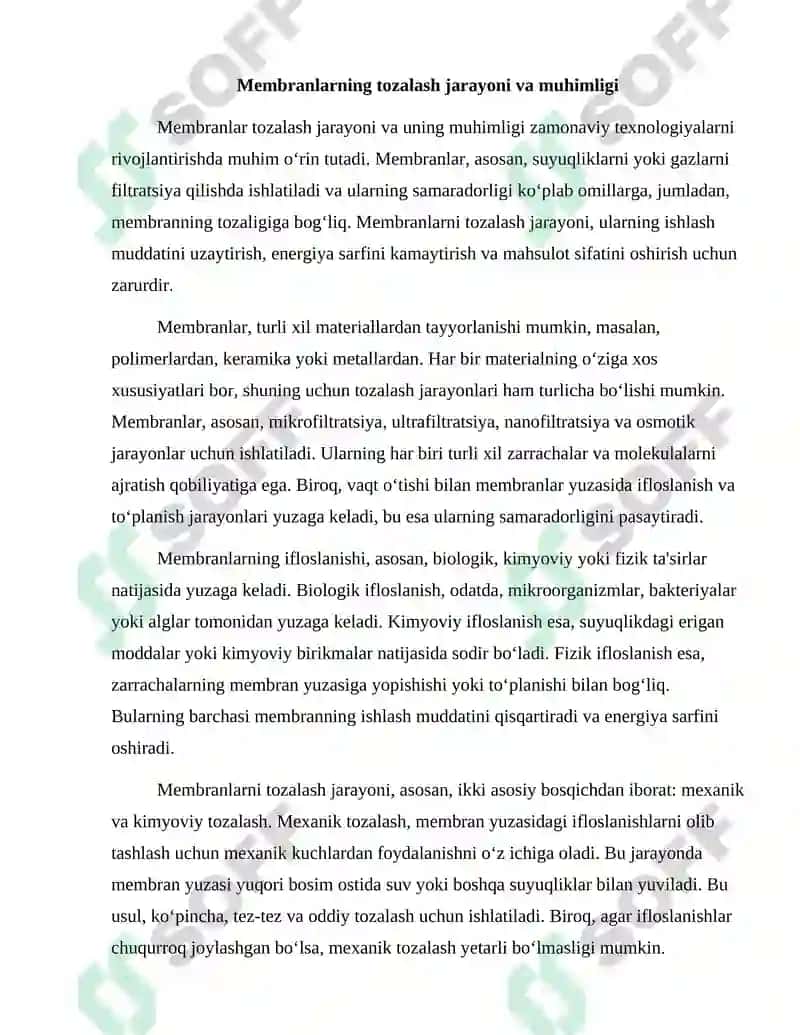Membranlarni Tozalash Usullari 2