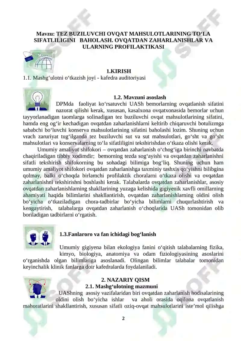 TEZ BUZILUVCHI OVQAT MAHSULOTLARINING TO‘LA SIFATLILIGINI BAHOLASH 2
