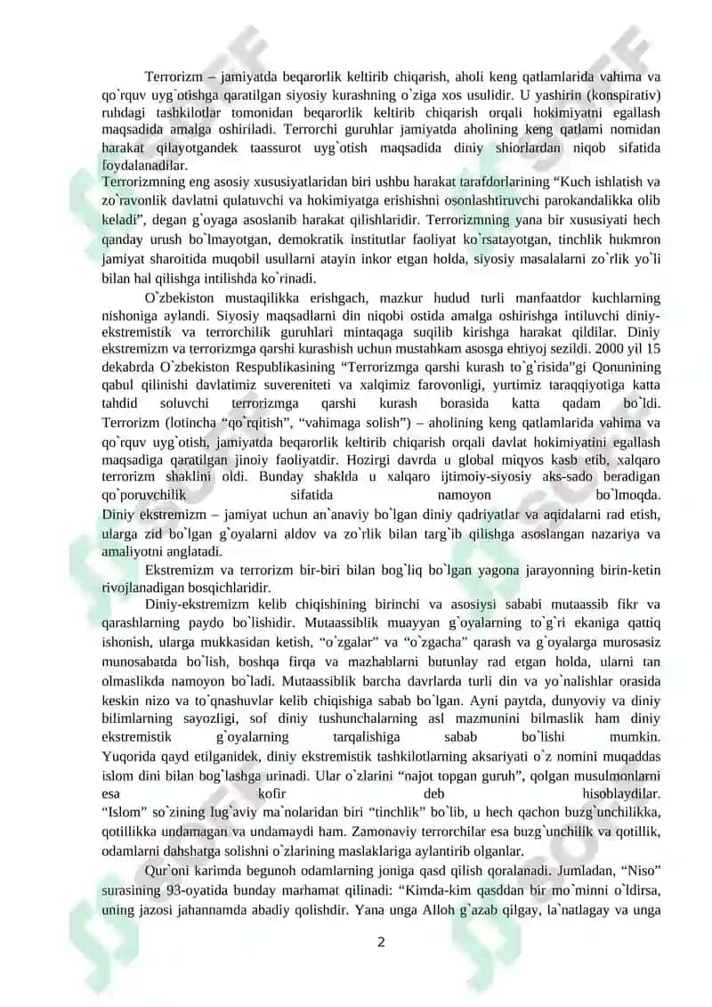 Ekstremistik terroristik markazlarning maqsadi va intilishlari 2