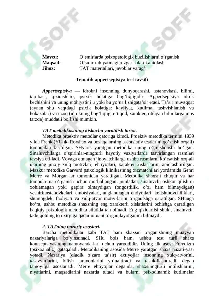 O’smirlаrdа psiхоpаtоlоgik buzilishlаrni o’rgаnish 2