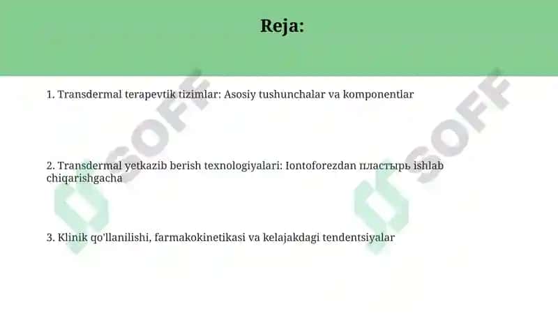 Transdermal terapevtik tizimlar 2