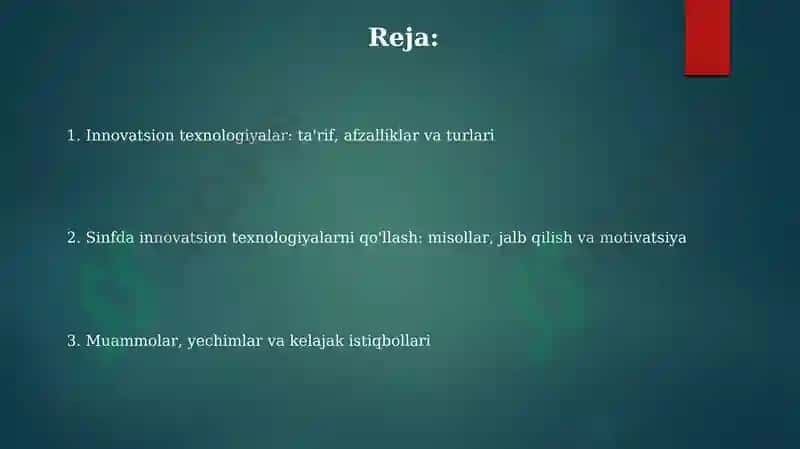 Innovatsion texnologiyalarni qoʻllash 2