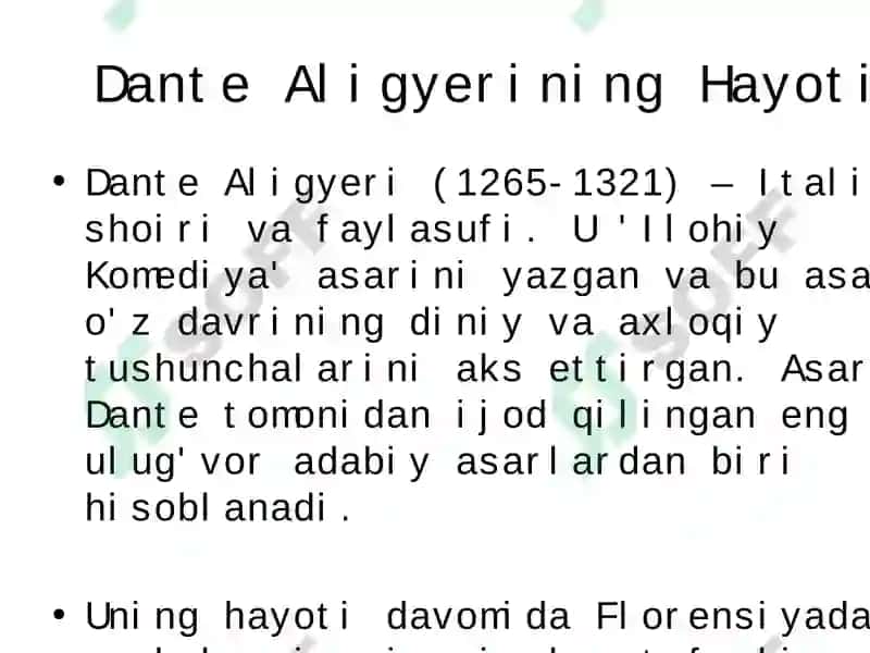 Dante Aligyerining 'Ilohiy Komediya' Asari 2