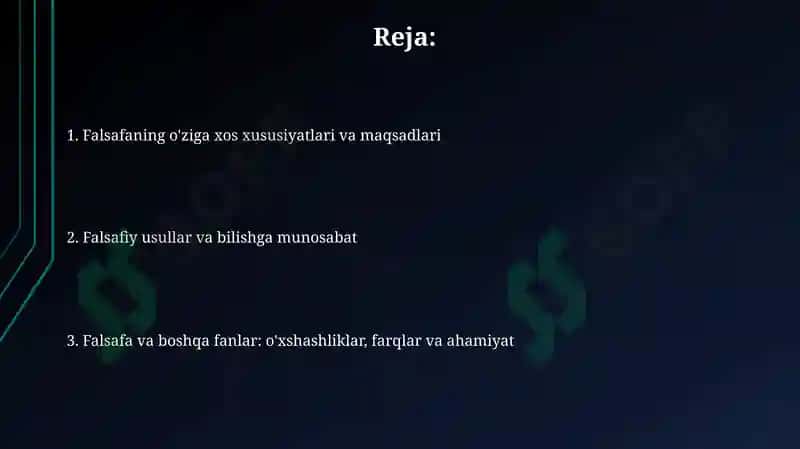 Falsafaning boshqa fanlardan oʻziga xos jihatlari 2