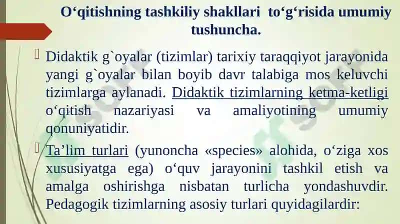 TA’LIMNING TASHKILIY SHAKLLARI VA METODLARI 2