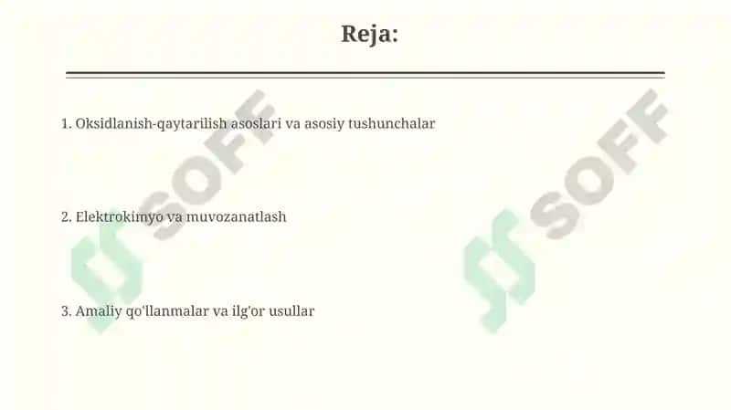 Oksidlanish-qaytarilish jarayonlarining nazariy asoslari 2