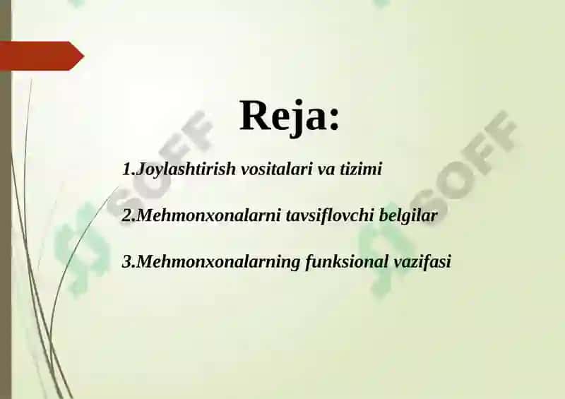 Mehmonxonalarning turlari. 2