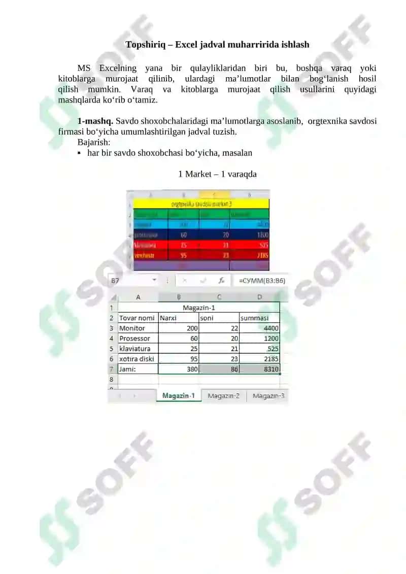 Iqtisodiyot axborot komunikatsion texnologiyalari va tizimlari fanidan amali ish 2