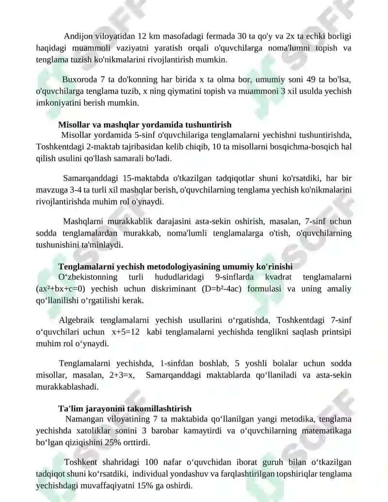 Tenglamalarni yechish mavzusini o'qitish metodikasi 2