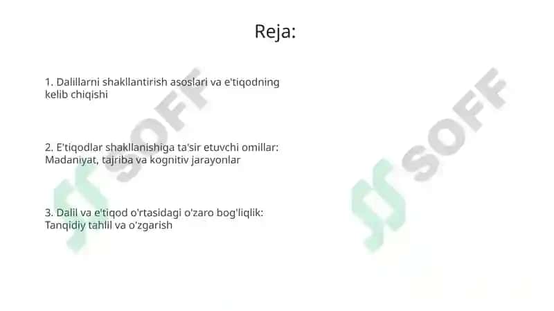 Dalillash va ishonch etiqodning shakllanishi jarayoni 2