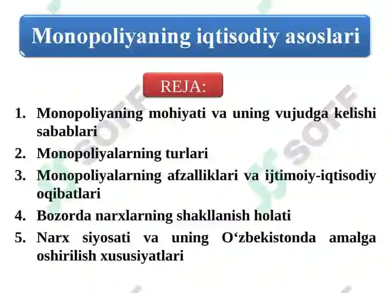 Monopoliyaning iqtisodiy   asoslari 2