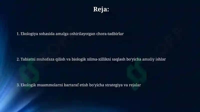 Ekologiya sohasida qilinayotgan chora tadbirlar 2