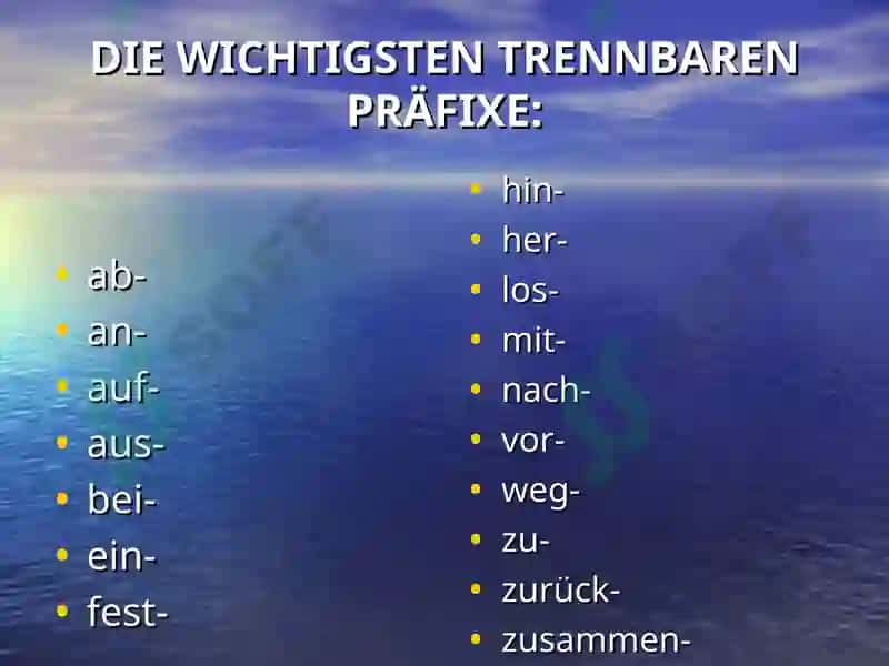Trennbare Verbenim Präsens 2