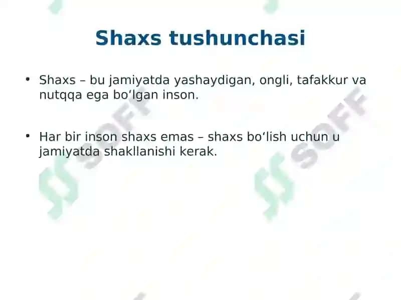 Shaxs va uning psixologiyasi 2