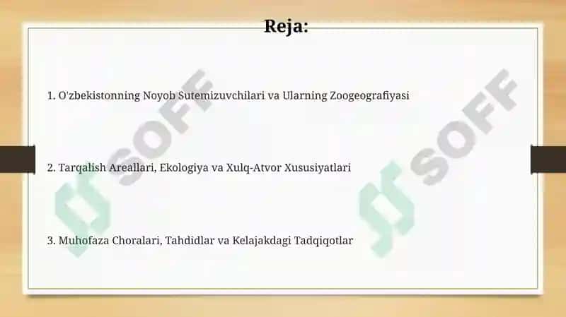 O'zbekistonning Noyob Sutemizuvchilari va Ularning Zoogeografiyasi 2